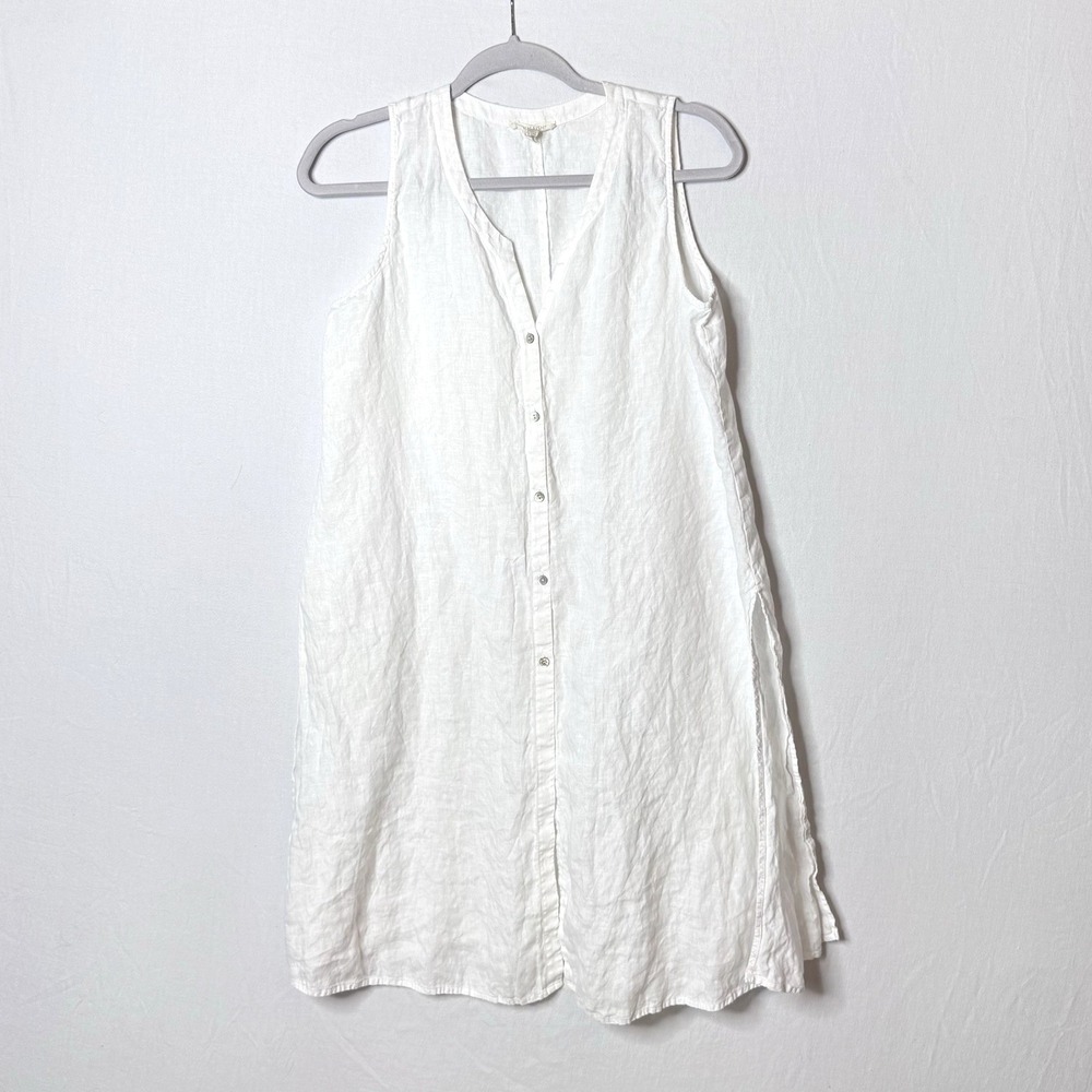 Eileen Fisher Organic Linen Long Tunic Sz S Side Slits Lagenlook Duster 36" READ
